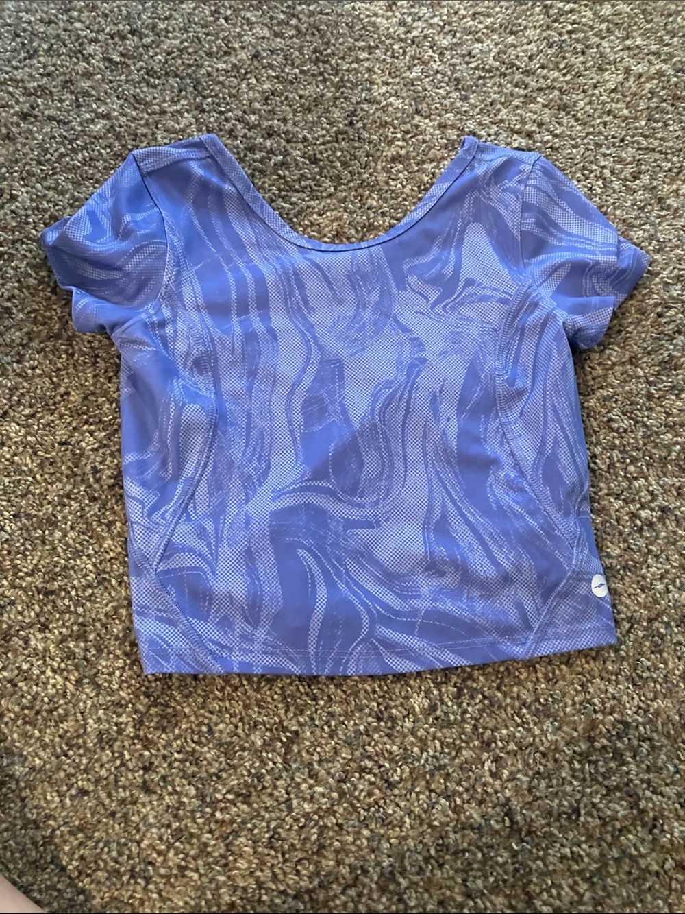 Avia Lavender Swirl Scoop-Neck Crop Active Top